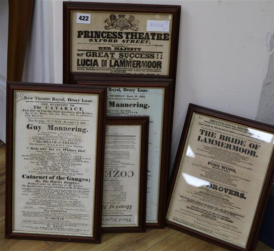 Seven 19th century playbills